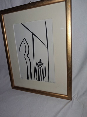 Woodcut by Dimitris Andreadis signed and numbered 9/110, like new, framed