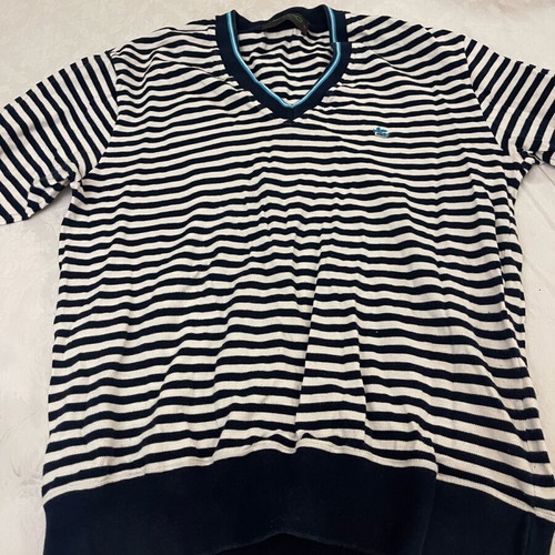 Etro Milano striped navy blue mariniera blouse XL used
