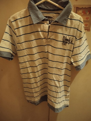 Polo shirt short sleeve like new, size M, white and blue