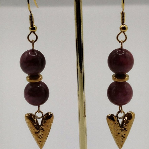 Handmade earrings new from garnet, hematite and stainless steel