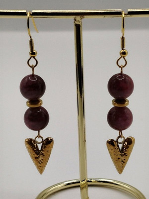 Handmade earrings new from garnet, hematite and stainless steel