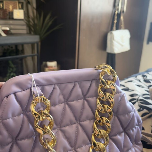 Purple crossbody bag with gold chain new with tag