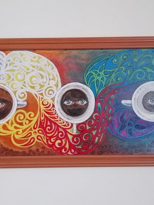 A Cup of Coffee original framed painting by Milen Zanev