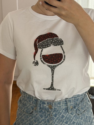 Wine Lover T-shirt size S white cotton Shein new