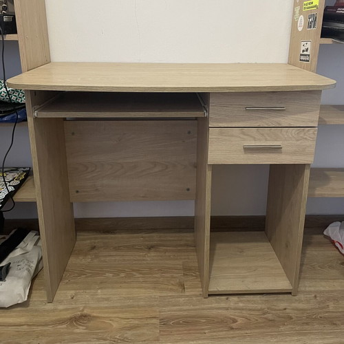 Desk with two drawers and sliding shelf