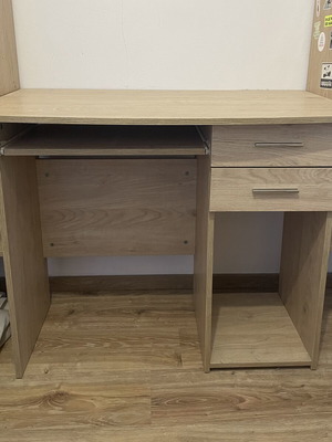 Desk with two drawers and sliding shelf