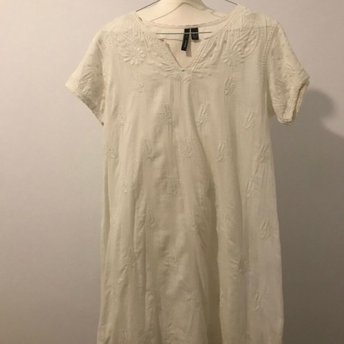 Mango cotton tunic dress white size S new with romantic embroidery