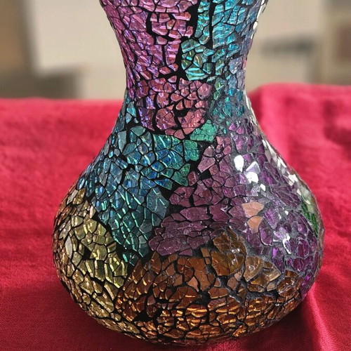 Colorful mosaic handmade vase new from Spain