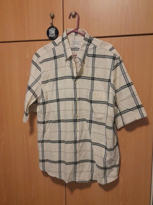 Men's summer linen checkered shirt short sleeve used