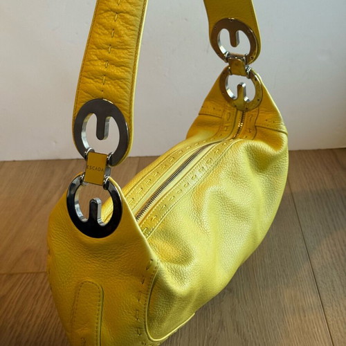 Escada yellow leather handbag used, buckskin leather