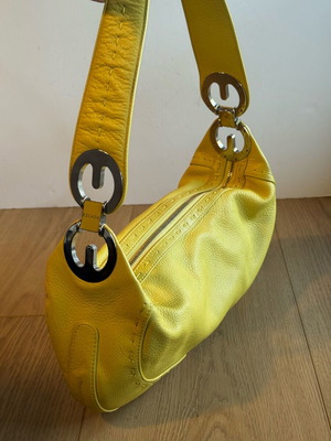 Escada yellow leather handbag used, buckskin leather