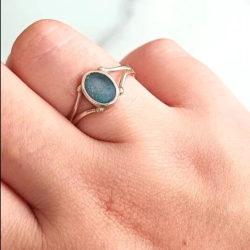 Silver ring 925 with natural blue opal stone like new