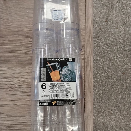 Cylindrical Tumblers set of 6, 230ml, new, plastic