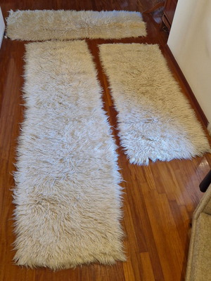 White wool runners used, set of 3 pieces