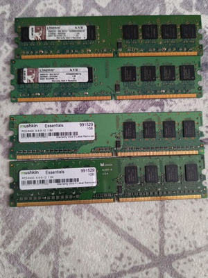 DDR2 800MHz 4 μνήμες 1GB μεταχειρισμένες Kingston KVR και Mushkin Essentials