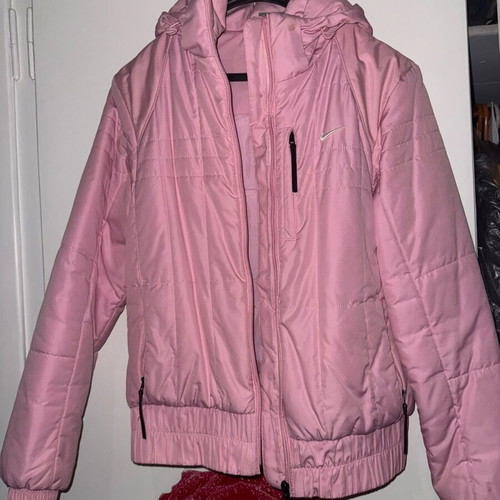 Nike girls' pink puffer jacket, size S, age 11-13