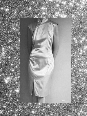 Silver satin Qipao dress like new, size M