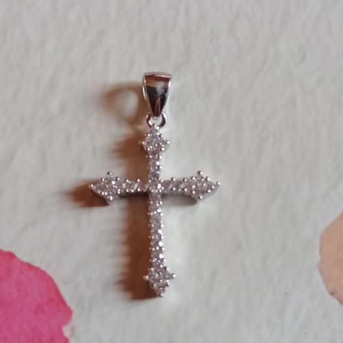 Silver 925 Cross with White Zircons new