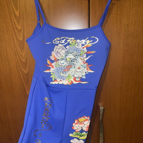 Ed Hardy blue tiger bodysuit like new, small size