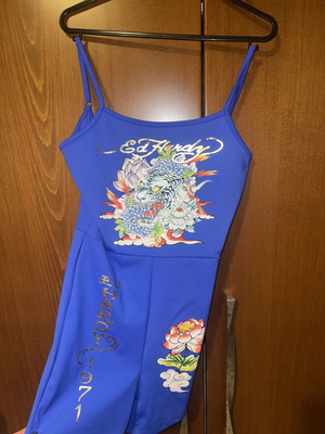 Ed Hardy blue tiger bodysuit like new, small size