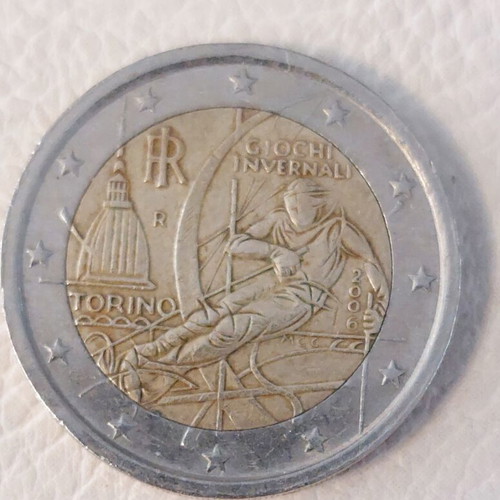 Commemorative 2 Euro Coin 2006 Torino Winter Olympics used