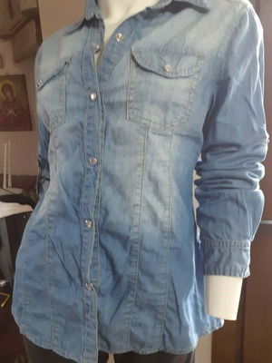 Women's denim shirt fitted like new, blue, size L
