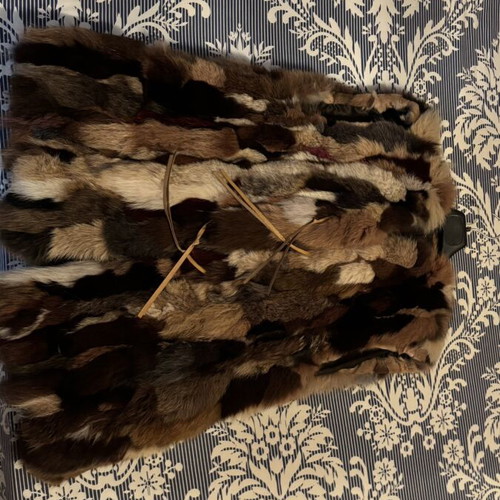 Custom fox fur jacket and custom colorful patchwork fur