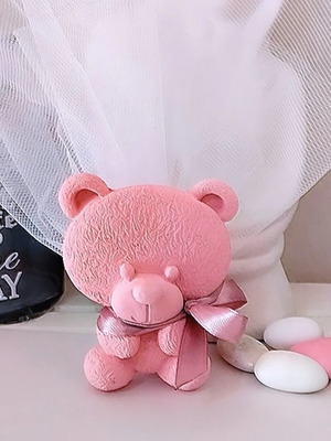 Handmade bomboniera with ceramic pink bear magnet new