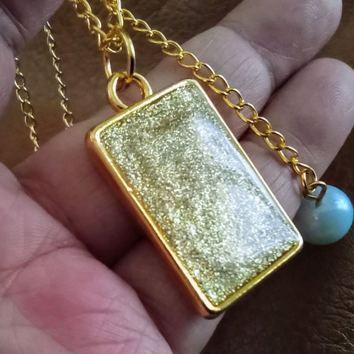 Handmade Marble necklace new, blue and gold