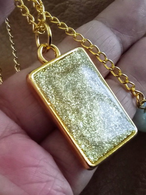 Handmade Marble necklace new, blue and gold