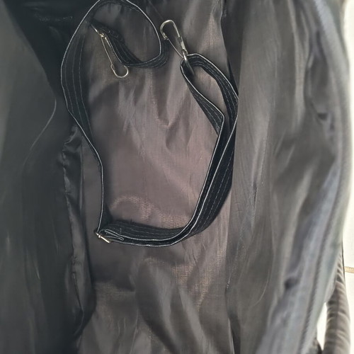 Travel bag like new, black, synthetic leather with extra strap