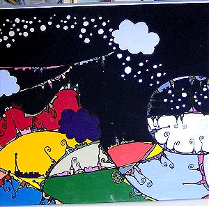 Πίνακας Ζωγραφικής 160χ80 "Τα Καστράκια" με ακριλικά χρώματα σε καμβά, Δημοβασίλη Σπυριδούλα, μεγάλος πίνακας 2