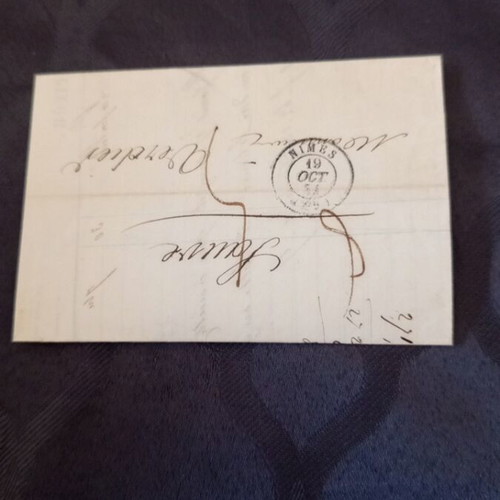 French letter from 1851 used with wax seal and two stamps