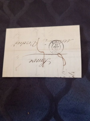 French letter from 1851 used with wax seal and two stamps