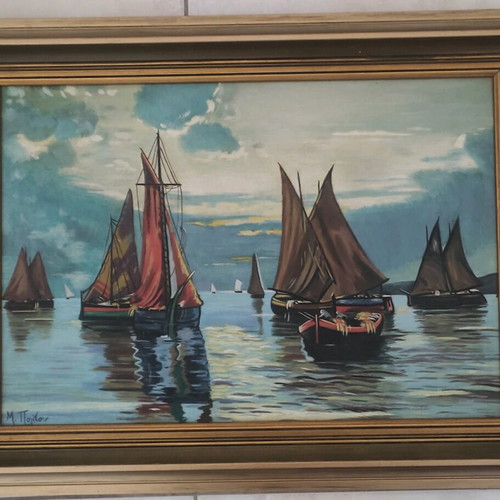Seascape by M. Politou like new oil painting on canvas 68x51cm