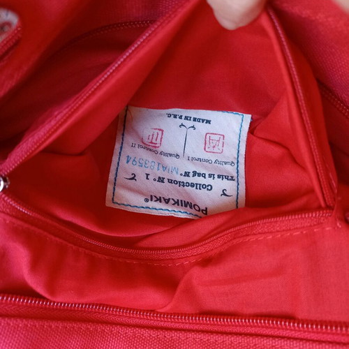 Pomikaki women's bag used, red, cotton and leather