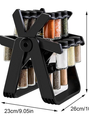 Rotating spice organizer with 18 jars new