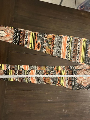 Bershka boho-aztec leggings and mini skirt set, colorful