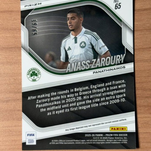 Panini Fifa Prizm Anass Zaroury /65 card