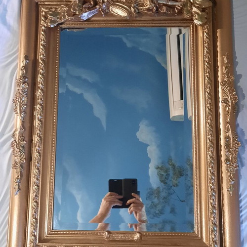 Carved mirror of George III with stamp