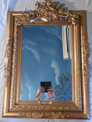 Carved mirror of George III with stamp