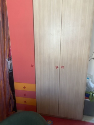 Children's bedroom set used with wardrobe, beds, desk, and drawers