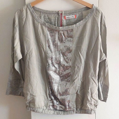 Bershka spring blouse with pink iridescent sequins, size M
