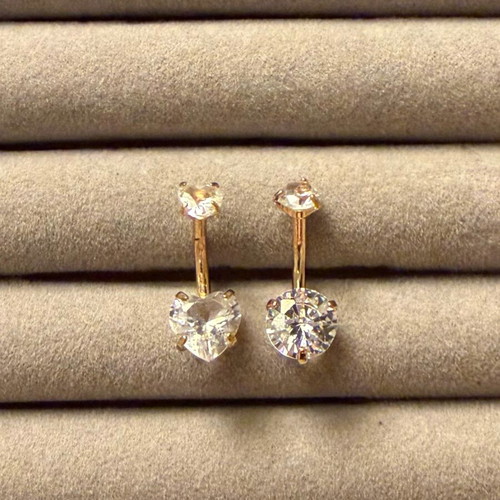 Navel Earrings like new, gold tone with rhinestones, heart and round designs