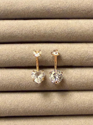 Navel Earrings like new, gold tone with rhinestones, heart and round designs