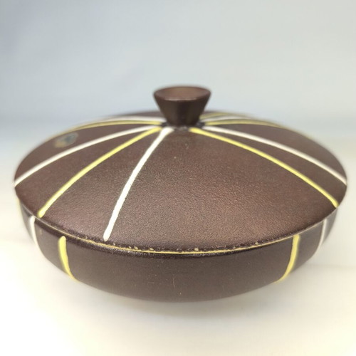Vintage ceramic bowl with lid Jasba, like new, 1960s design