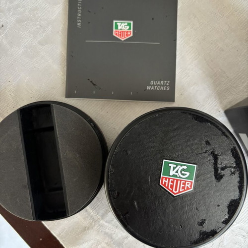 Tag Heuer leather watch case used with box and booklet