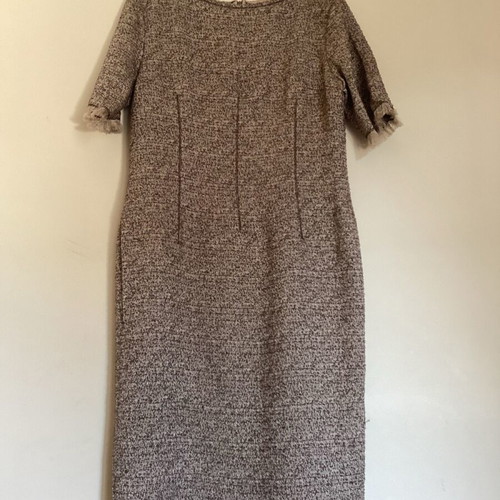 Mariella Rosati pencil tweed dress like new, brown beige