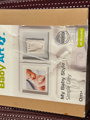Baby art frame with clay imprint new with cracks on corners
