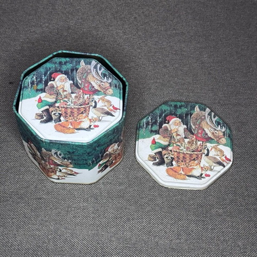 Christmas metal boxes used, set of 2 pieces